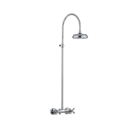 Immagine di Bellosta ROMINA gruppo doccia esterno, con stelo regolabile, soffione Ø 20 cm, finitura cromo 01-0309/4/C