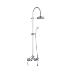 Immagine di Bellosta ROMINA gruppo doccia esterno, con stelo completo, soffione Ø 20 cm, con deviatore, doccetta e flessibile 150 cm, finitura cromo 01-0309/5/1/C