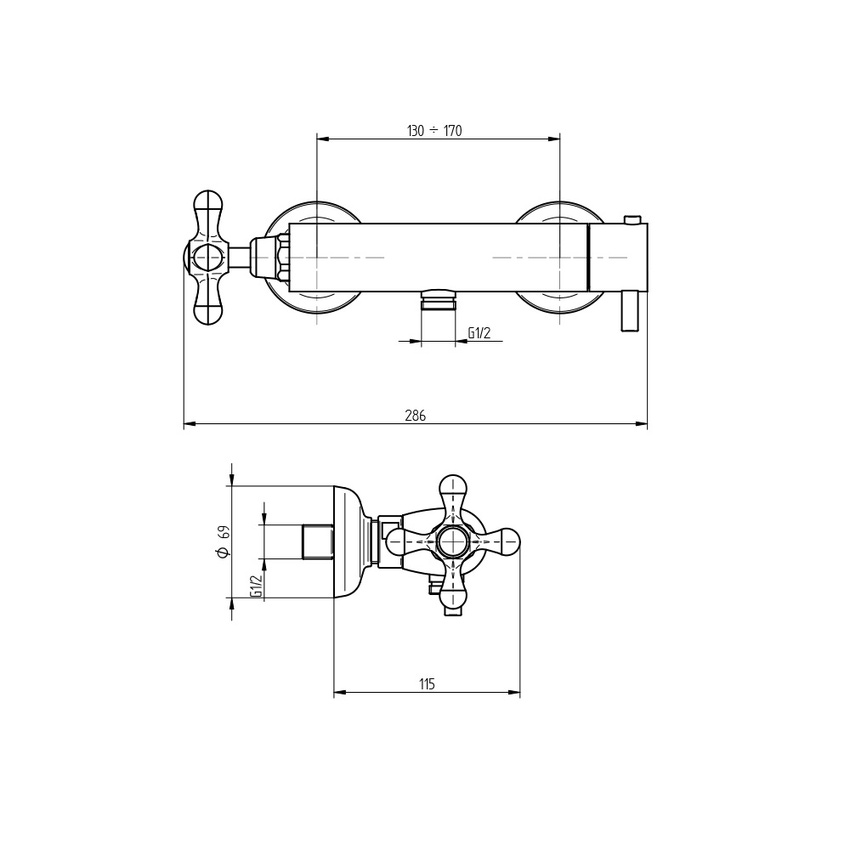 Immagine di Bellosta ROMINA miscelatore termostatico per doccia, esterno, senza set doccia, finitura cromo 01-0311/1A/C