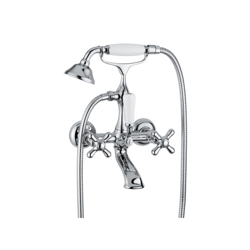 Immagine di Bellosta ROMINA gruppo vasca esterno, con deviatore, doccetta Ø 7.7 cm e flessibile 150 cm, finitura cromo 01-0301/40/C