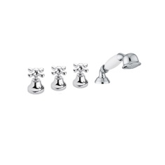 Immagine di Bellosta ROMINA batteria per bordo vasca, senza bocca vasca, con deviatore, doccetta e flessibile 150 cm, finitura cromo 01-0301/20/C