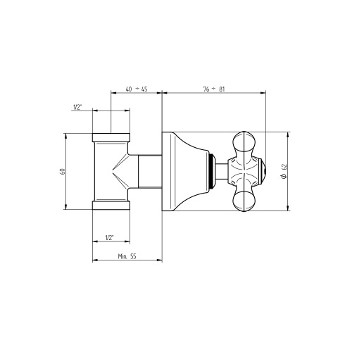 Immagine di Bellosta ROMINA rubinetto d'arresto 1/2”, senza corpo incasso, finitura cromo 01-0308/CC/E