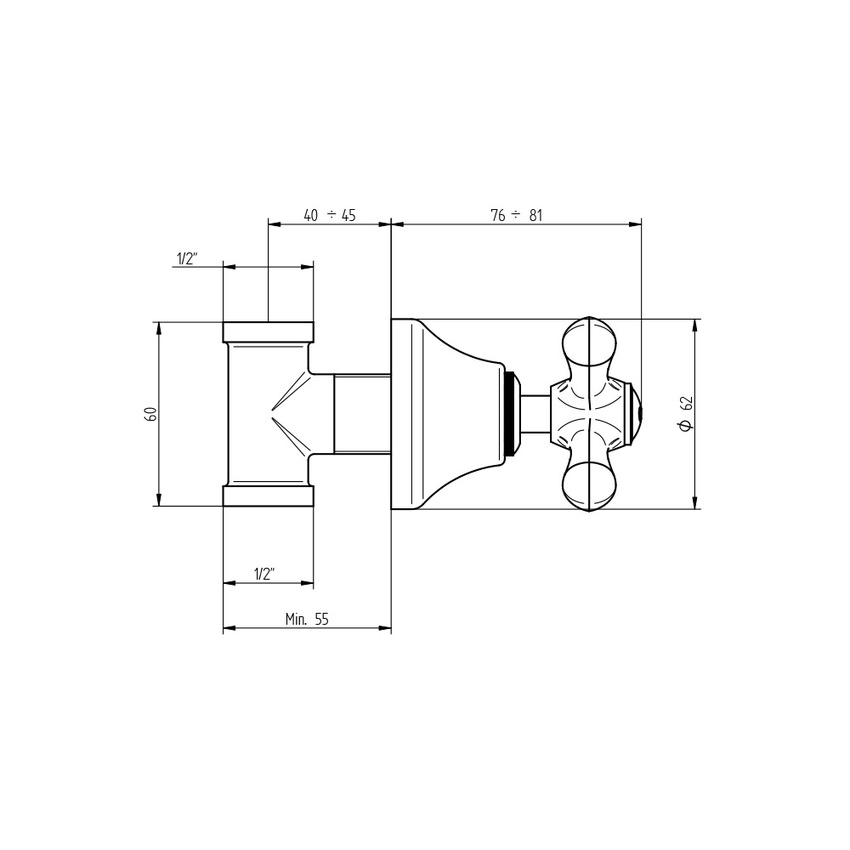 Immagine di Bellosta ROMINA rubinetto d'arresto 1/2”, senza corpo incasso, finitura cromo 01-0308/CC/E