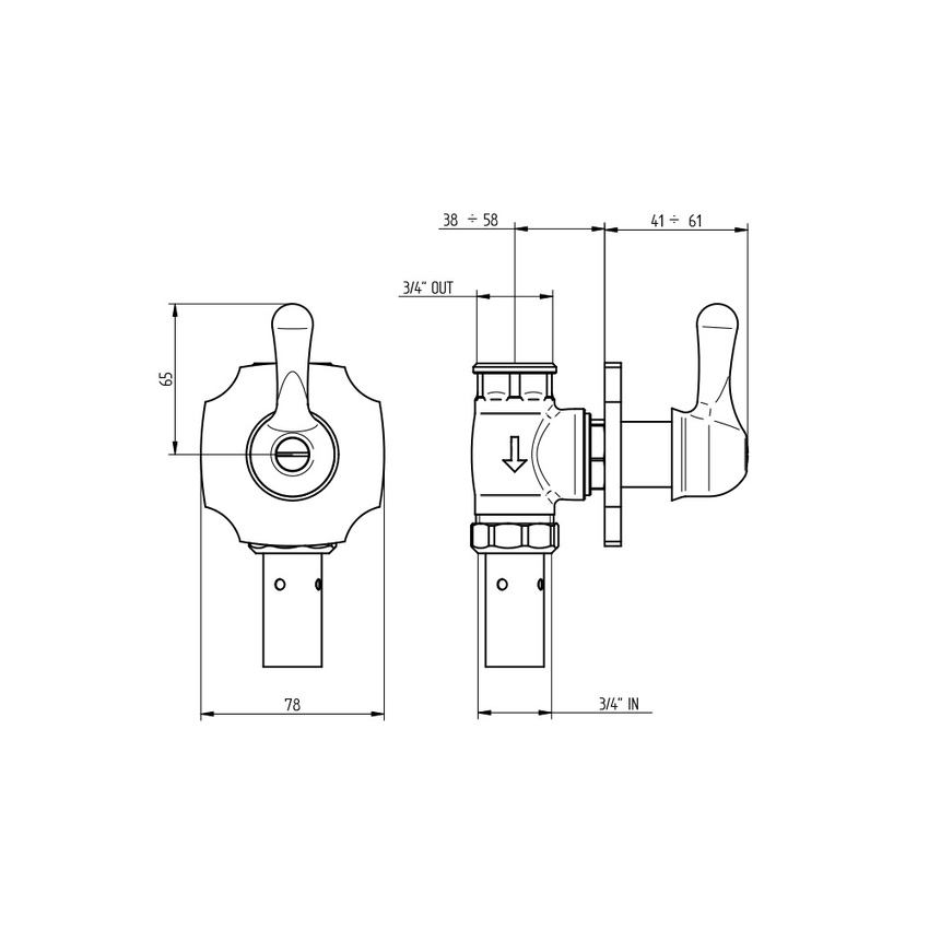 Immagine di Bellosta ROMINA passo rapido 3/4", piastra classic, senza corpo incasso, finitura cromo 01-0340/K/E