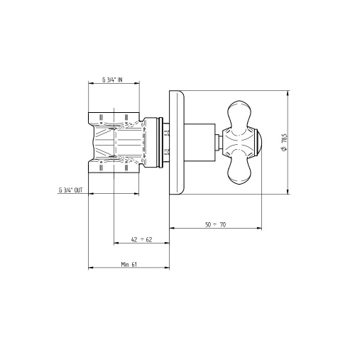 Immagine di Bellosta ROMINA saracinesca, senza corpo incasso, finitura cromo 01-0332/2/E