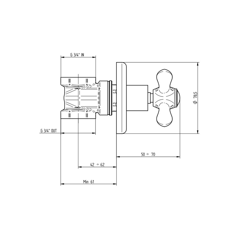 Immagine di Bellosta ROMINA saracinesca, senza corpo incasso, finitura cromo 01-0332/2/E