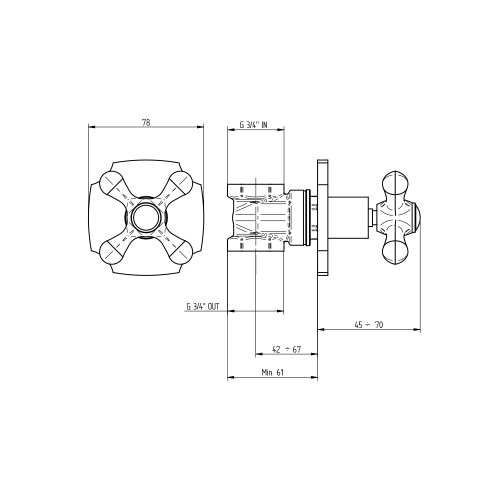 Immagine di Bellosta ROMINA saracinesca, piastra classic, senza corpo incasso, finitura cromo 01-0332/2/K/E