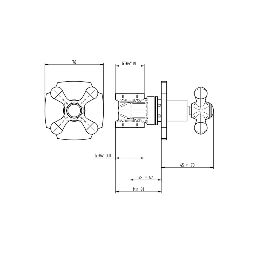 Immagine di Bellosta ROMINA saracinesca, piastra classic, senza corpo incasso, finitura cromo 01-0332/2/K/E