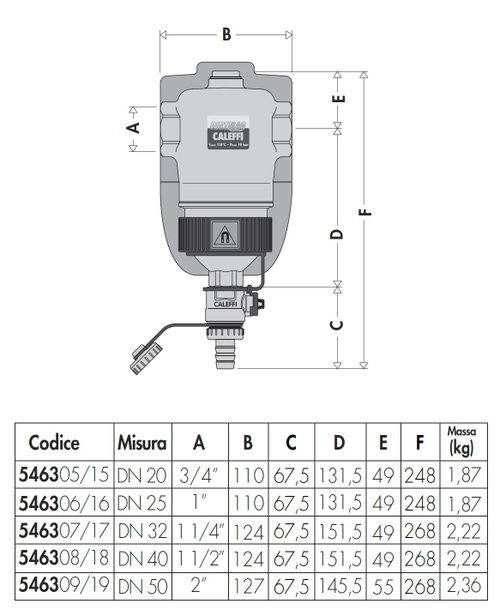 Immagine di Caleffi DIRTMAG® - defangatore con magnete, corpo in ottone 1 1/4” (senza coibentazione) 546307