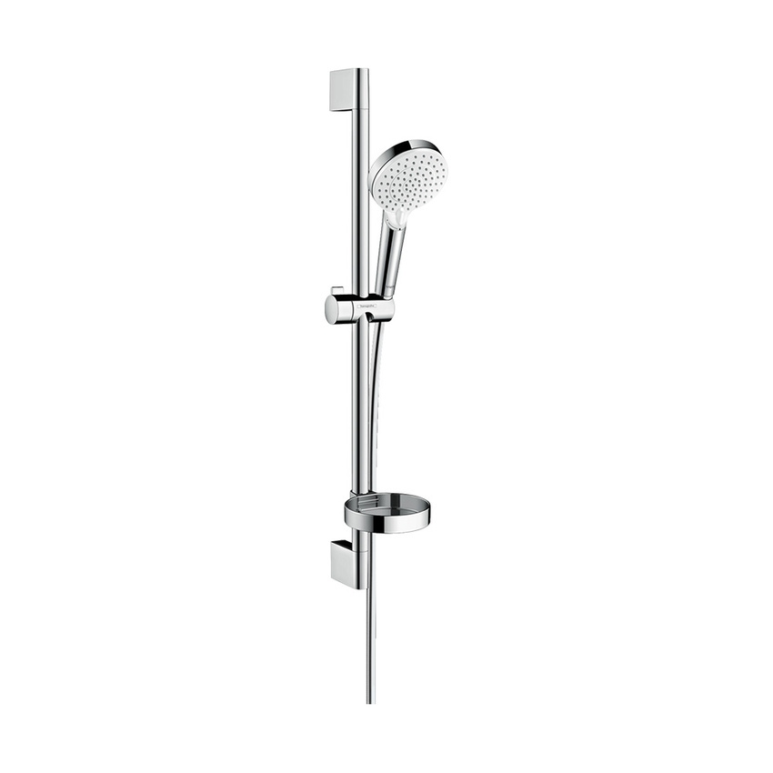 Immagine di Hansgrohe CROMETTA set doccia Vario, con asta doccia 65 cm e portasapone, finitura cromo e bianco 26553400