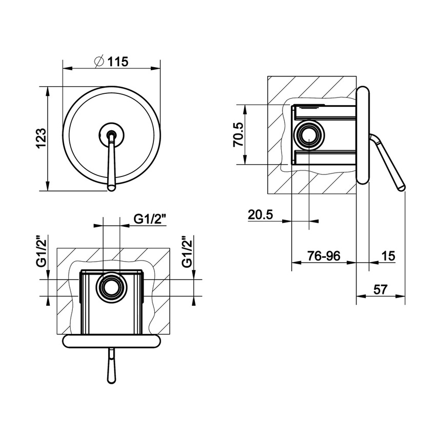 Immagine di Gessi GOCCIA miscelatore ad incasso a parete, 1 via, finitura cromo 33744#031