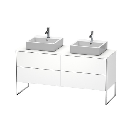Immagine di Duravit XSQUARE base sottolavabo a pavimento L.160 cm, senza consolle, con 4 elementi estraibili, piedi integrati regolabili in altezza, colore bianco finitura opaco XS4927B1818