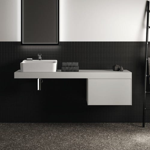 Immagine di Ideal Standard CONCA mensola rettangolare L.160 H.8 P.50.5 cm, senza taglio, in truciolare nobilitato, colore bianco finitura opaco T3953Y1