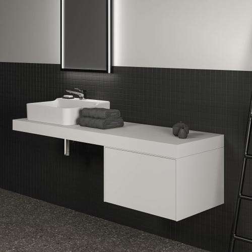 Immagine di Ideal Standard CONCA mensola rettangolare L.160 H.8 P.50.5 cm, senza taglio, in truciolare nobilitato, colore bianco finitura opaco T3953Y1