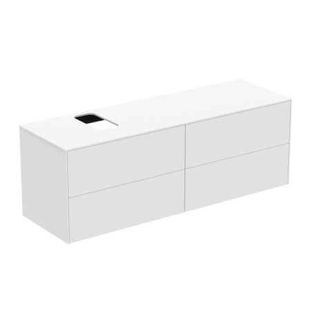Immagine di Ideal Standard CONCA mobile sottolavabo sospeso L.160 H.55 P.50.5 cm, con 4 cassetti, interno colore antracite, esterno laccato colore bianco finitura opaco T3989Y1