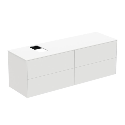 Immagine di Ideal Standard CONCA mobile sottolavabo sospeso L.160 H.55 P.50.5 cm, con 4 cassetti, interno colore antracite, esterno laccato colore bianco finitura opaco T3989Y1
