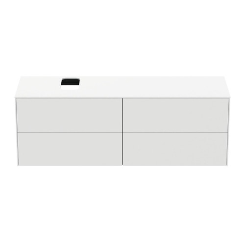 Immagine di Ideal Standard CONCA mobile sottolavabo sospeso L.160 H.55 P.50.5 cm, con 4 cassetti, interno colore antracite, esterno laccato colore bianco finitura opaco T3989Y1