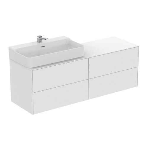 Immagine di Ideal Standard CONCA mobile sottolavabo sospeso L.160 H.55 P.50.5 cm, con 4 cassetti, interno colore antracite, esterno laccato colore bianco finitura opaco T3989Y1