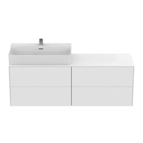 Immagine di Ideal Standard CONCA mobile sottolavabo sospeso L.160 H.55 P.50.5 cm, con 4 cassetti, interno colore antracite, esterno laccato colore bianco finitura opaco T3989Y1