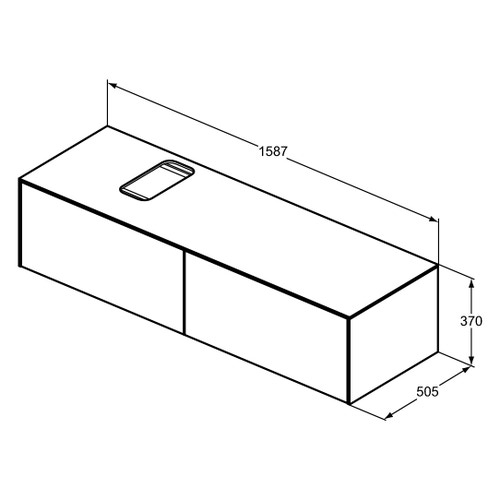 Immagine di Ideal Standard CONCA set con mobile sottolavabo L.160 cm, 2 cassetti, colo bianco finitura opaco e lavabo L.80 cm con foro rubinetteria e troppopieno, colore bianco finitura lucido T3983Y1+T382601