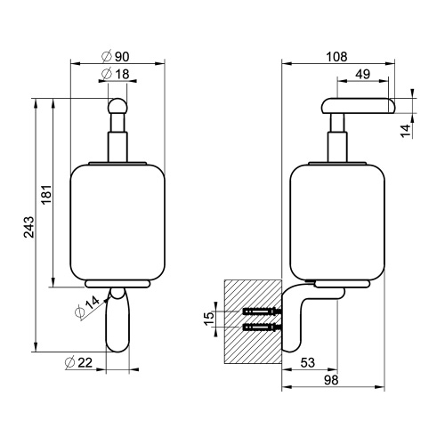 Immagine di Gessi GOCCIA ACCESSORI dispenser sapone in Gres, a parete, colore nero 38014#031