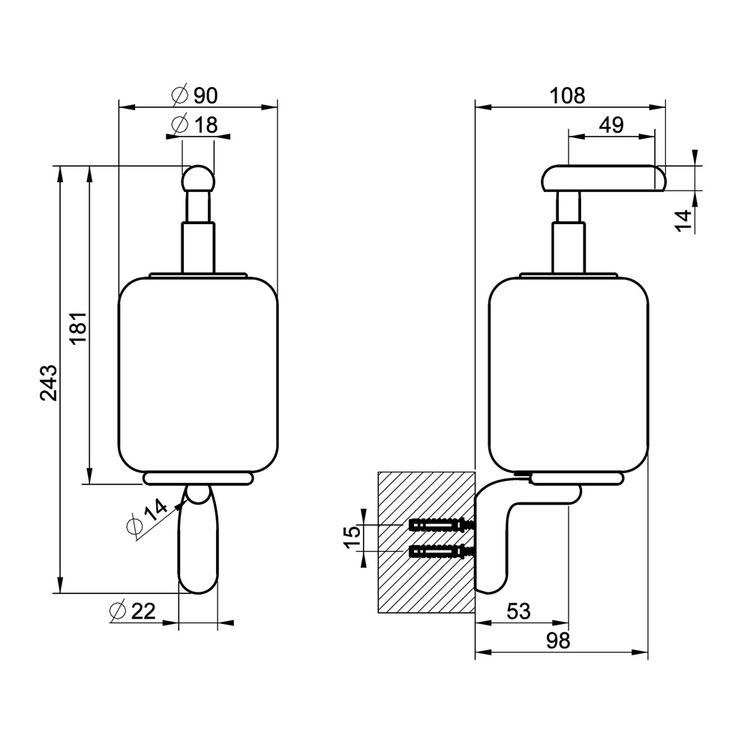 Dispenser per sapone nero in gres