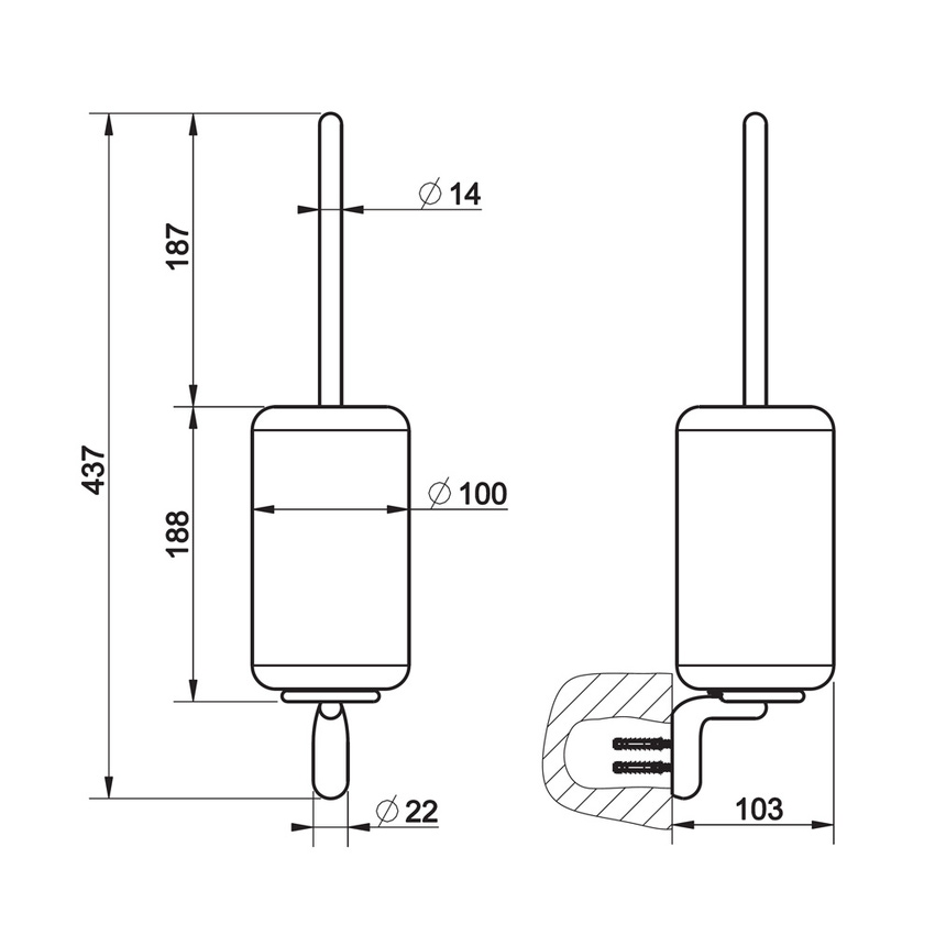 Immagine di Gessi GOCCIA ACCESSORIES porta scopino in Gres, a parete, colore bianco, finitura cromo 38019#031