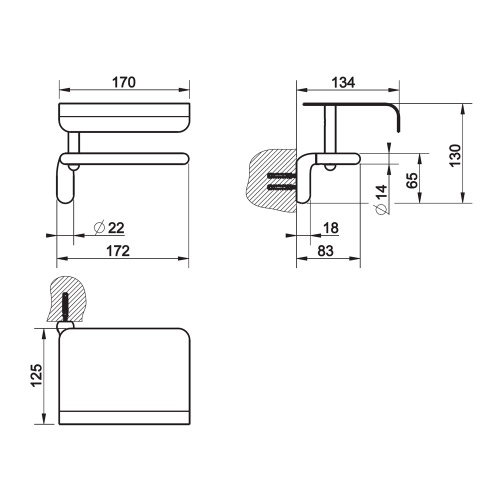 Immagine di Gessi GOCCIA ACCESSORI porta rotolo orizzontale o verticale, a parete, finitura copper brushed GHRC 38055#125