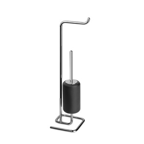 Immagine di Gessi GOCCIA ACCESSORI piantana da terra, con porta rotolo e porta scopino in Gres, colore nero 38068#031