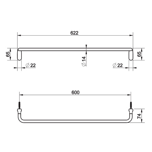 Immagine di Gessi GOCCIA ACCESSORIES porta salviette L.60 cm, finitura cromo 38103#031