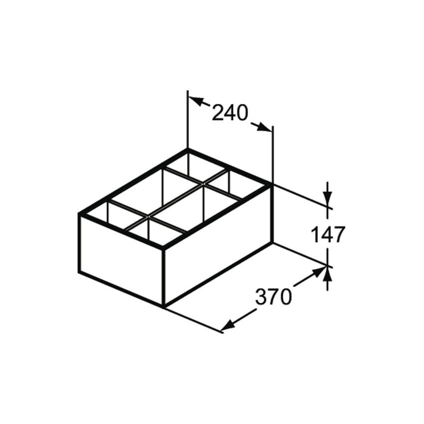 Immagine di Ideal Standard Accessorio interno per cassetti P.37 L.24 H.14.7 cm in legno massello, universale, laccato colore antracite finitura opaco T3979Y2