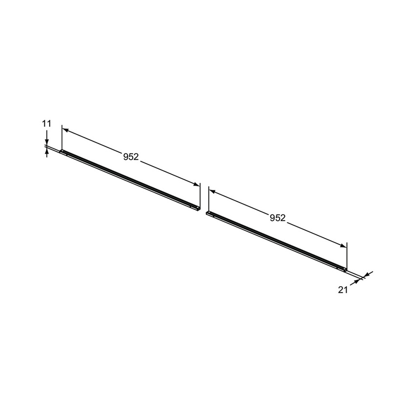 Immagine di Ideal Standard Doppia barra a led L.96 cm, per interno cassetto, in alluminio, colore antracite finitura opaco T4310Y2