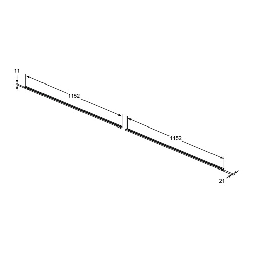 Immagine di Ideal Standard Doppia barra a led L.116 cm, per interno cassetto, in alluminio, colore antracite finitura opaco T4351Y2