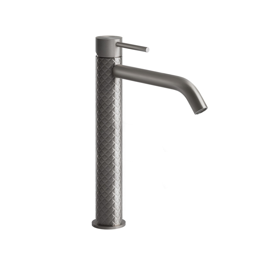 Immagine di Gessi 316 INTRECCIO miscelatore lavabo H.31 cm P.19 cm, senza scarico, con flessibili di collegamento, finitura steel brushed 54106#239
