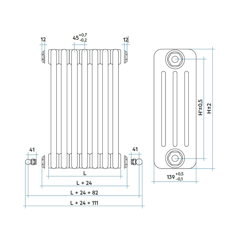 Immagine di Irsap TESI 4 radiatore 14 elementi H.180 L.63 P.13,9cm, colore quartz 2 finitura ruvido RT41800142CIRNON