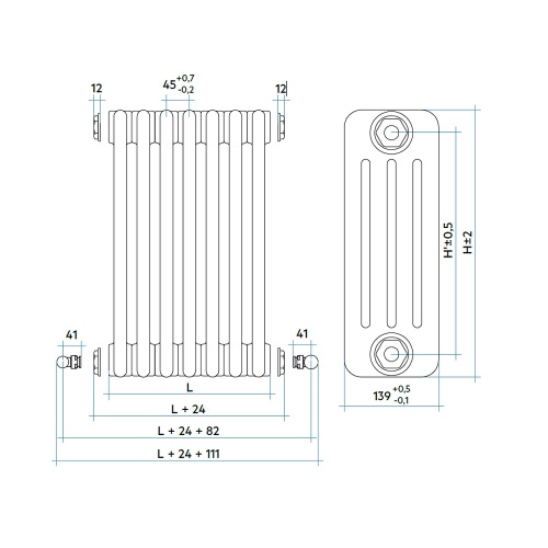 Immagine di Irsap TESI 4 radiatore 14 elementi H.180 L.63 P.13,9cm, colore quartz 1 finitura ruvido RT41800141CIRNON