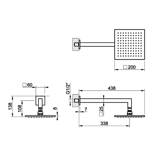 Immagine di Gessi EMPORIO SHOWER soffione anticalcare a parete orientabile, finitura cromo 47376#031
