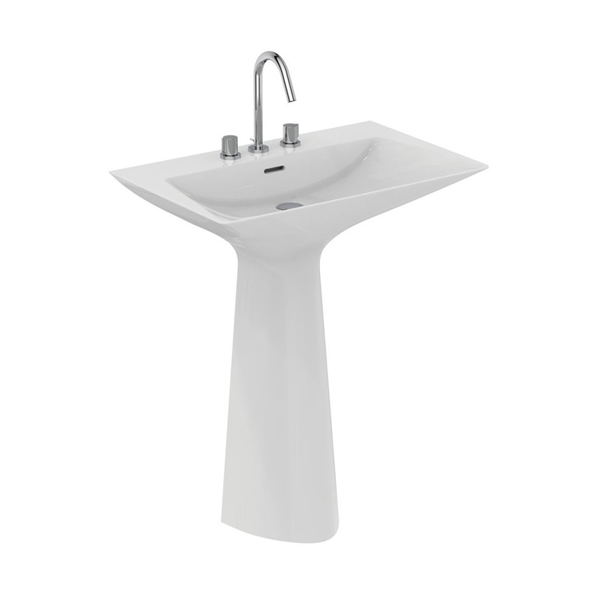Immagine di Ideal Standard TIPO-Z lavabo freestanding, con 3 fori per rubinetteria, con troppopieno, colore bianco finitura lucido T442601