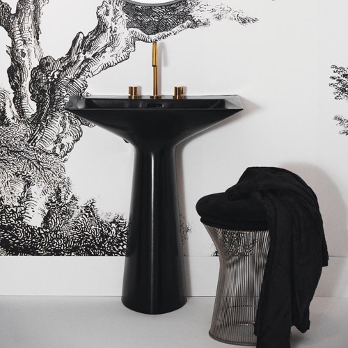 Immagine di Ideal Standard TIPO-Z lavabo freestanding, con 3 fori per rubinetteria, con troppopieno, colore nero finitura lucido T4426V2