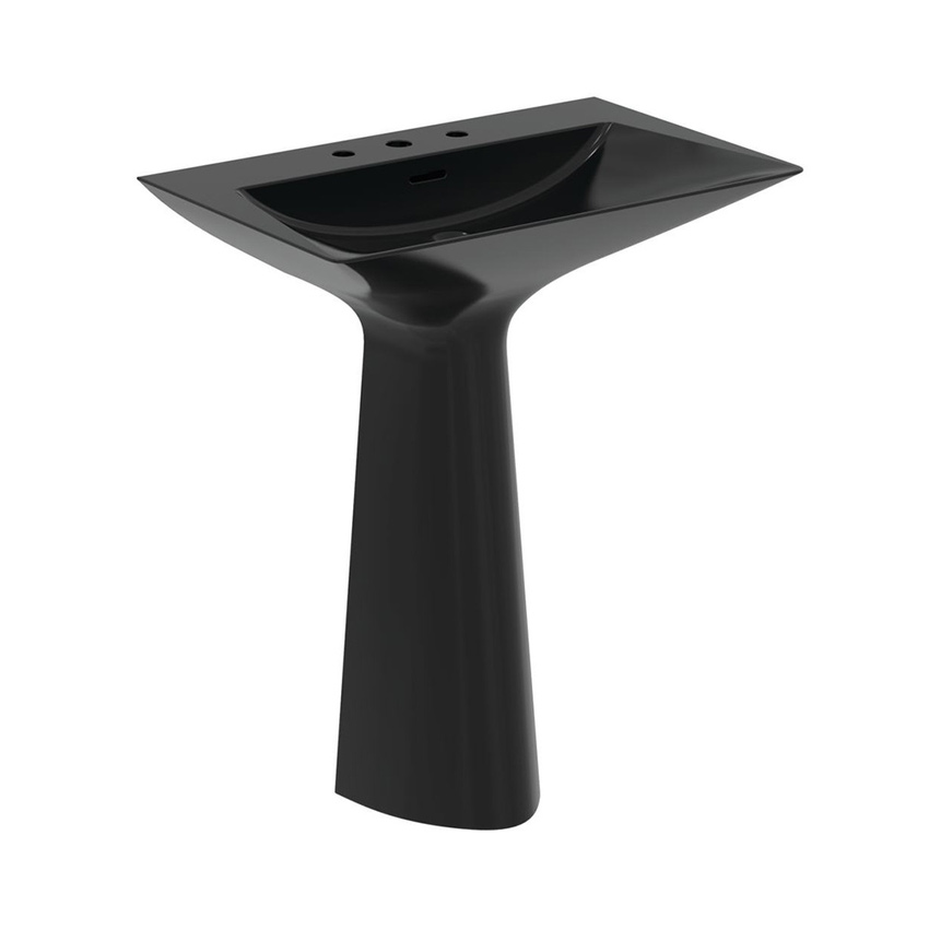 Immagine di Ideal Standard TIPO-Z lavabo freestanding, con 3 fori per rubinetteria, con troppopieno, colore nero finitura lucido T4426V2