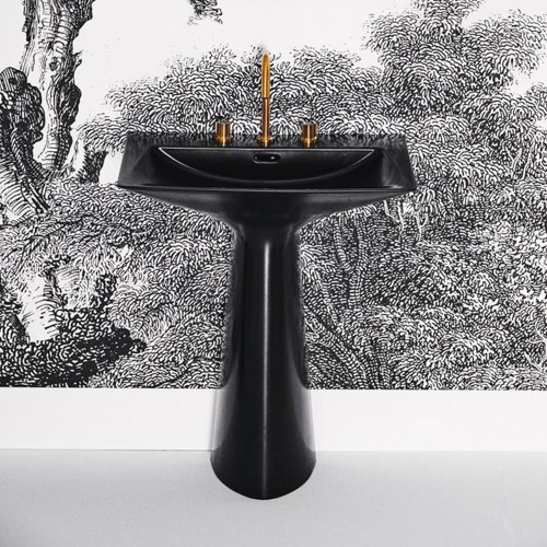 Immagine di Ideal Standard TIPO-Z lavabo freestanding, con 3 fori per rubinetteria, con troppopieno, colore nero finitura lucido T4426V2