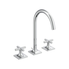 Immagine di Ideal Standard JOY NEO miscelatore a due leve per lavabo, con maniglia a croce, con scarico, bocca girevole, finitura cromo BD143AA