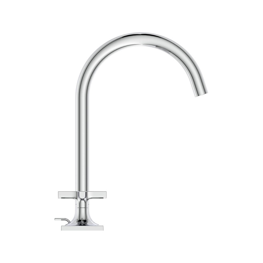 Immagine di Ideal Standard JOY NEO miscelatore a due leve per lavabo, con maniglia a croce, con scarico, bocca girevole, finitura cromo BD143AA