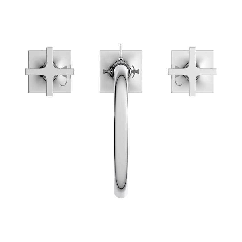 Immagine di Ideal Standard JOY NEO miscelatore a due leve per lavabo, con maniglia a croce, con scarico, bocca girevole, finitura cromo BD143AA