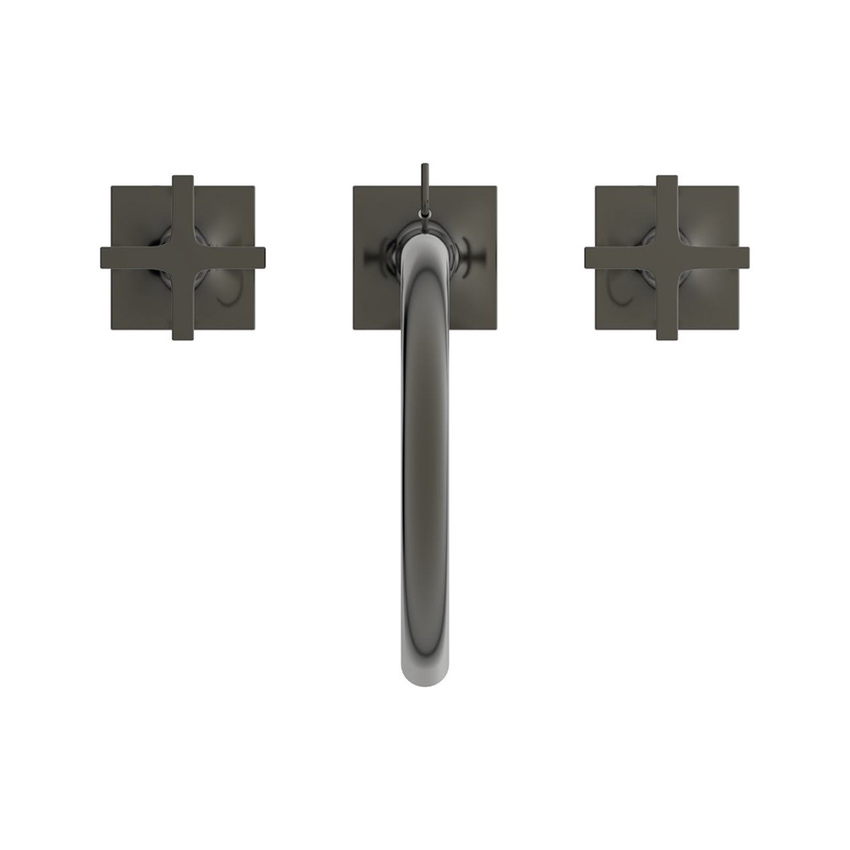 Immagine di Ideal Standard JOY NEO miscelatore a due leve per lavabo, con maniglia a croce, con scarico, bocca girevole, finitura magnetic grey BD143A5