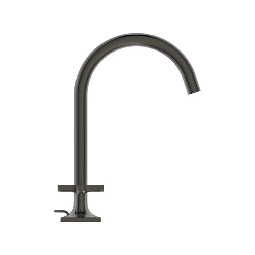 Immagine di Ideal Standard JOY NEO miscelatore a due leve per lavabo, con maniglia a croce, con scarico, bocca girevole, finitura magnetic grey BD143A5