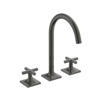 Immagine di Ideal Standard JOY NEO miscelatore a due leve per lavabo, con maniglia a croce, senza scarico, bocca girevole, finitura magnetic grey BD145A5