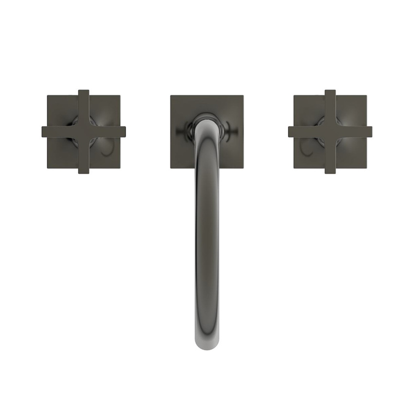 Immagine di Ideal Standard JOY NEO miscelatore a due leve per lavabo, con maniglia a croce, senza scarico, bocca girevole, finitura magnetic grey BD145A5