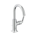 Immagine di Ideal Standard JOY NEO miscelatore monocomando H.27 cm per lavabo, con maniglia lineare laterale, con scarico, con bocca girevole, finitura cromo BD147AA