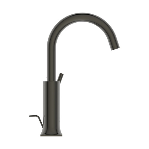 Immagine di Ideal Standard JOY NEO miscelatore monocomando H.27 cm per lavabo, con maniglia lineare laterale, con scarico, con bocca girevole, finitura magnetic grey BD147A5
